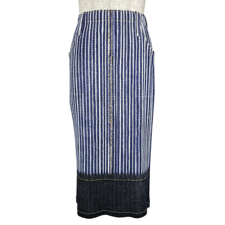 Excellent PLEATS PLEASE skirt denim transfer Indigo Women 1 PP23-JG534