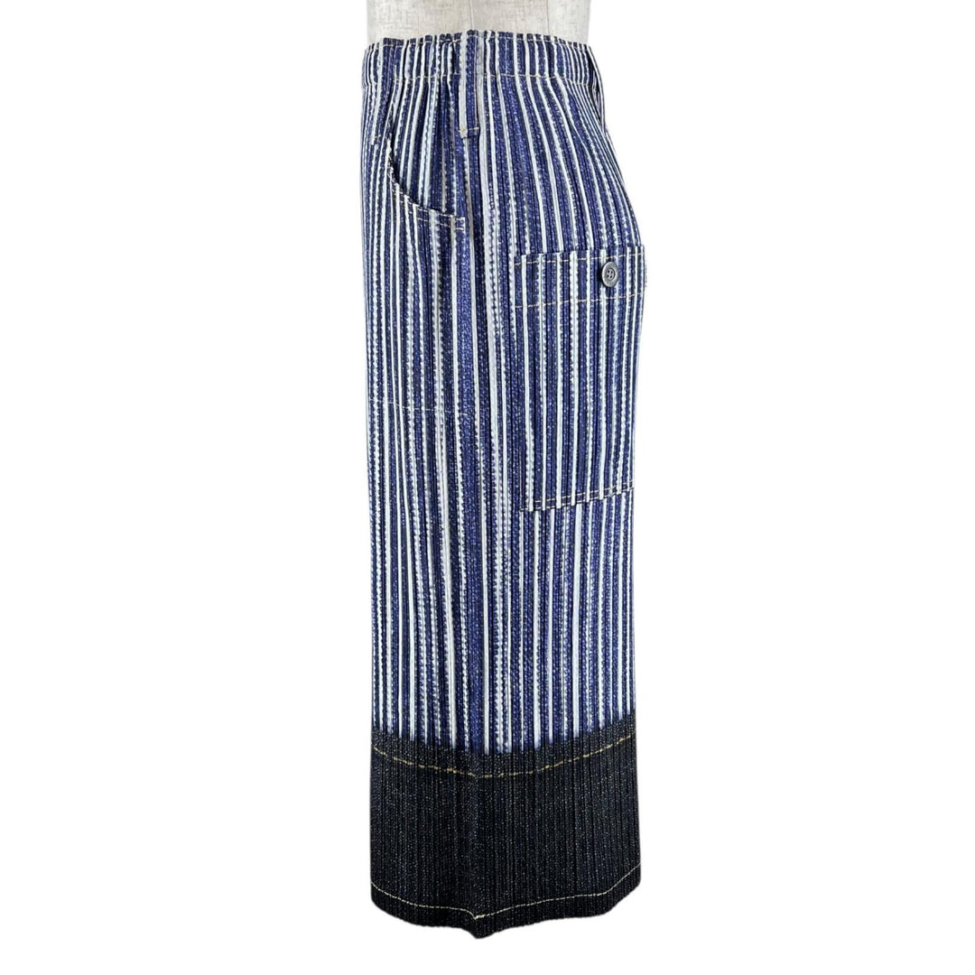 Excellent PLEATS PLEASE skirt denim transfer Indigo Women 1 PP23-JG534