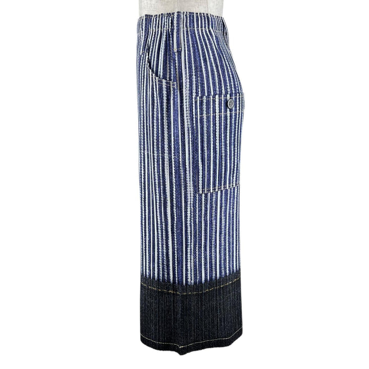 Excellent PLEATS PLEASE skirt denim transfer Indigo Women 1 PP23-JG534