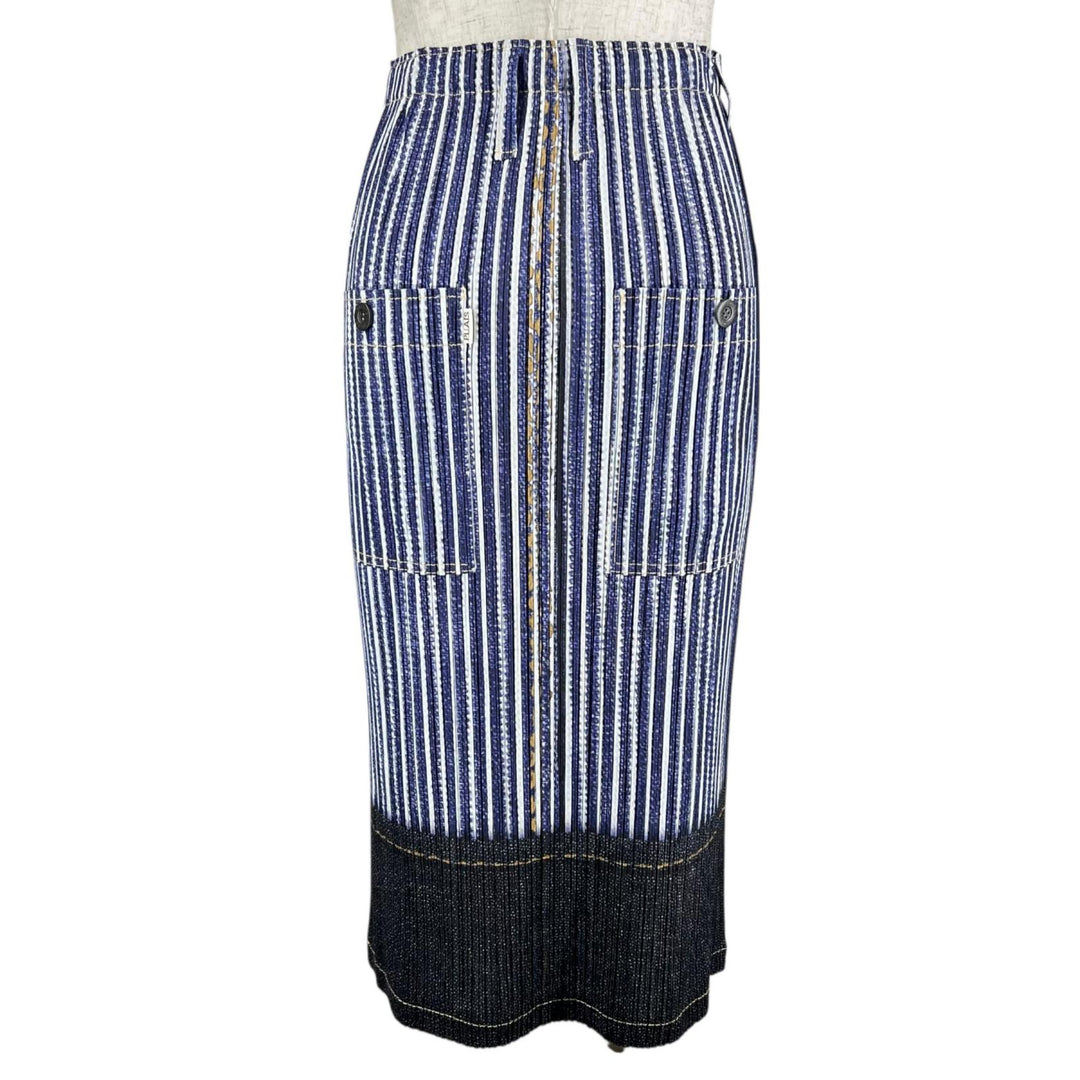 Excellent PLEATS PLEASE skirt denim transfer Indigo Women 1 PP23-JG534