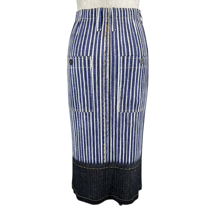 Excellent PLEATS PLEASE skirt denim transfer Indigo Women 1 PP23-JG534