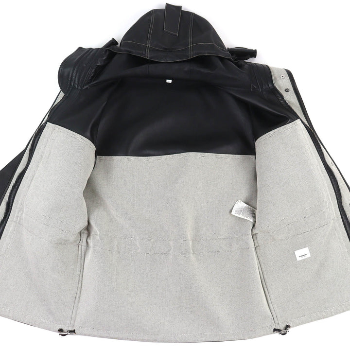Excellent BURBERRY coat Horseferry Leather x Canvas Hooded Jacket 46 4567182