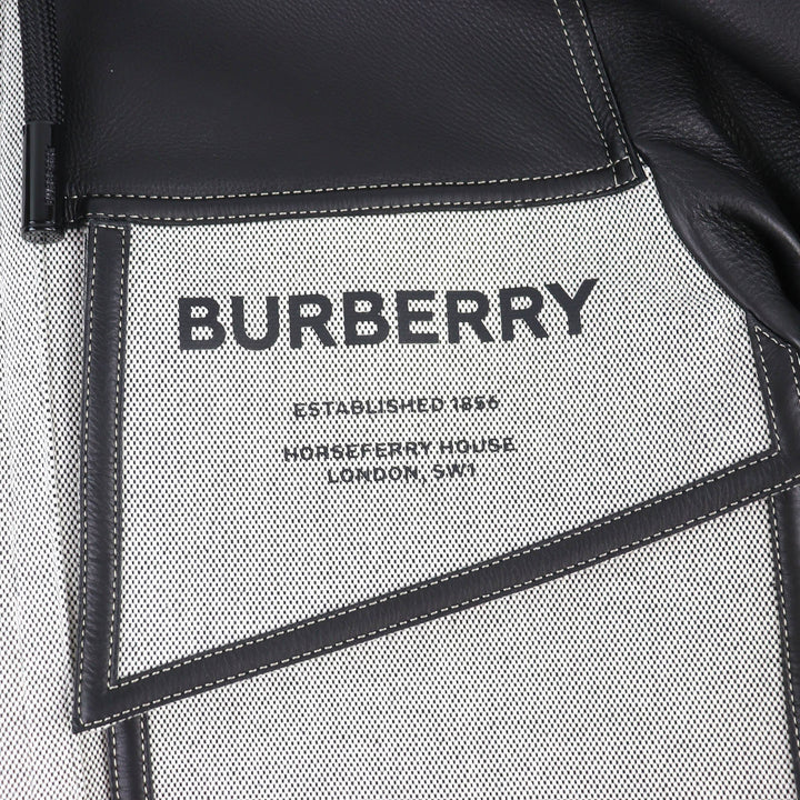 Excellent BURBERRY coat Horseferry Leather x Canvas Hooded Jacket 46 4567182
