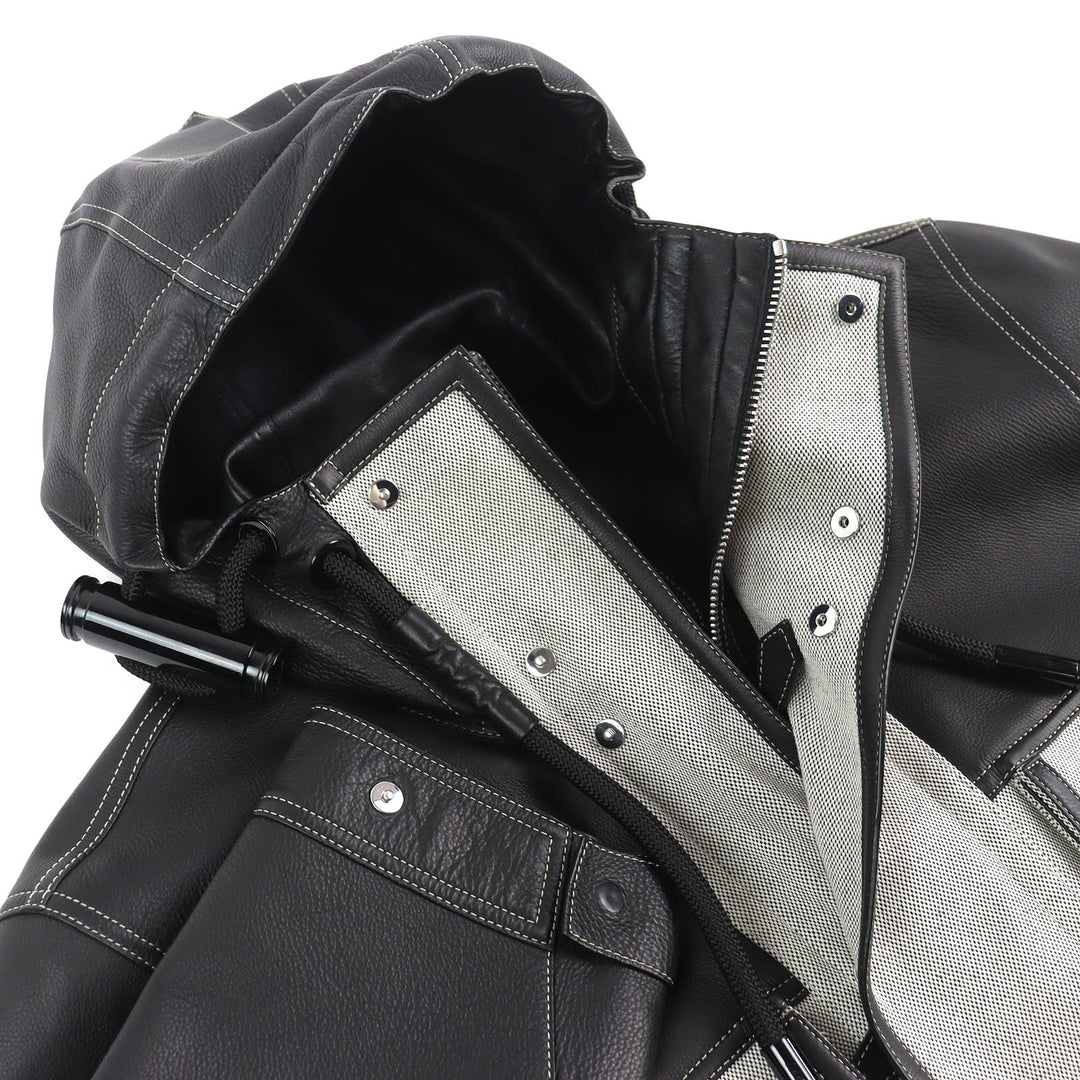 Excellent BURBERRY coat Horseferry Leather x Canvas Hooded Jacket 46 4567182