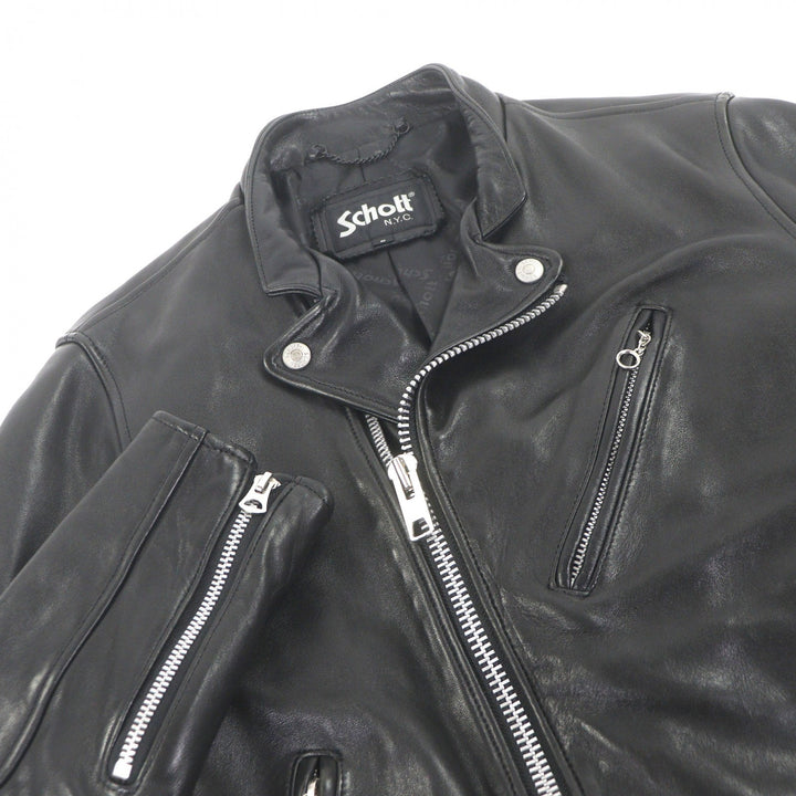 Great schott Leather jacket double black Sheep leather mens S