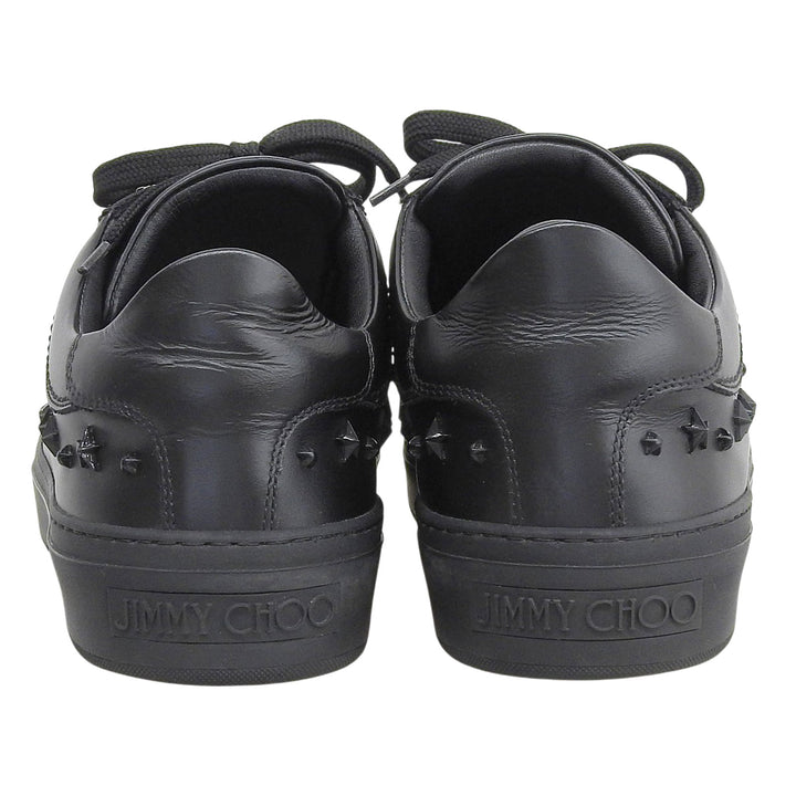 Great JIMMY CHOO Low cut sneakers star studs lace up black leather mens 41