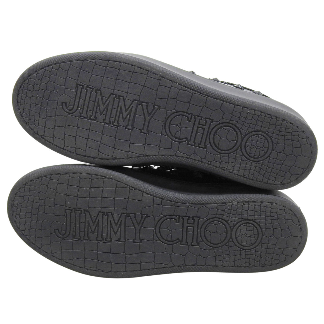 Great JIMMY CHOO Low cut sneakers star studs lace up black leather mens 41