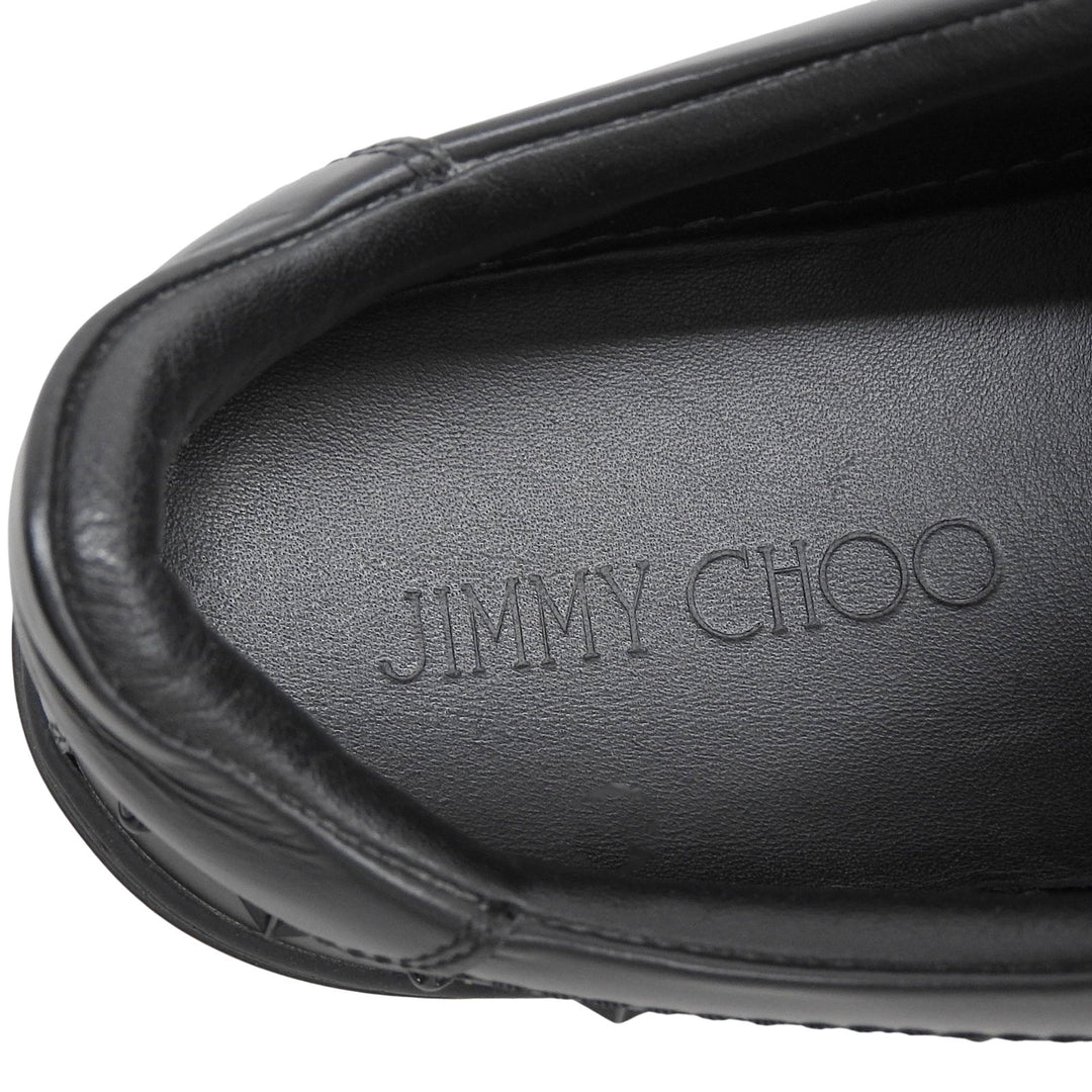 Great JIMMY CHOO Low cut sneakers star studs lace up black leather mens 41