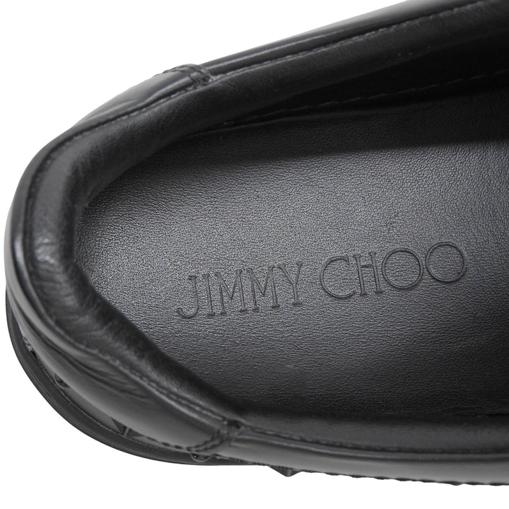 Great JIMMY CHOO Low cut sneakers star studs lace up black leather mens 41