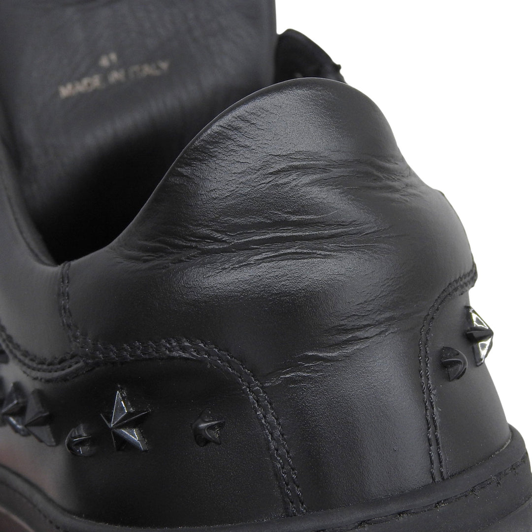 Great JIMMY CHOO Low cut sneakers star studs lace up black leather mens 41