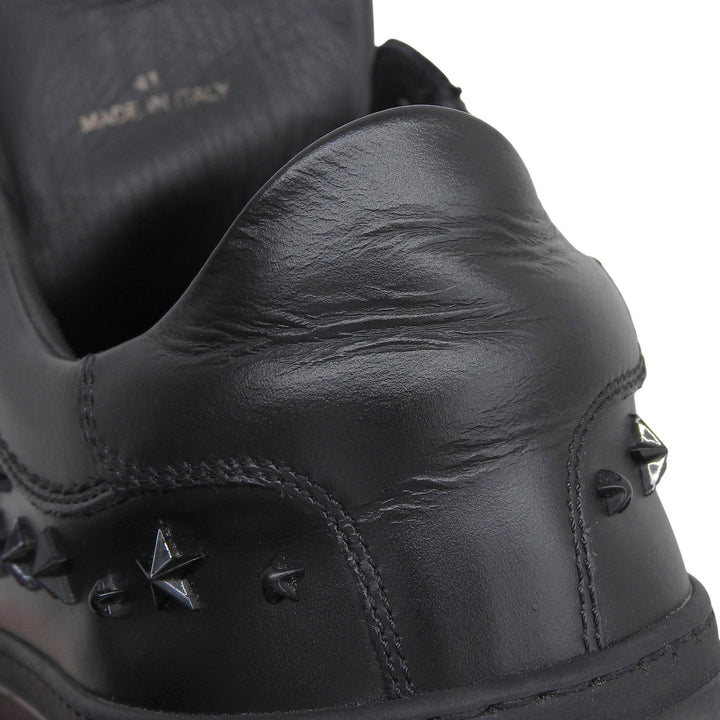 Great JIMMY CHOO Low cut sneakers star studs lace up black leather mens 41