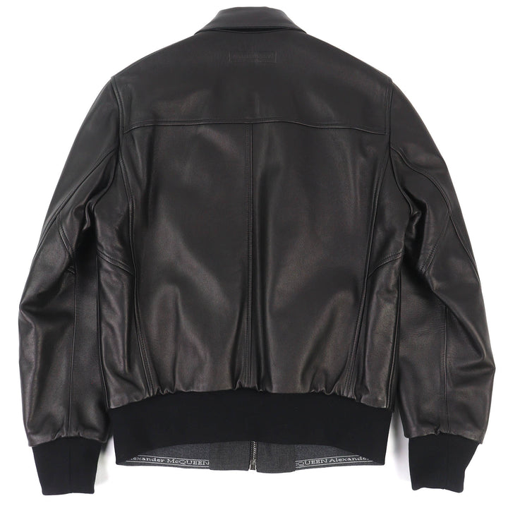 Excellent Alexander McQueen leather jacket Logo-embossed reversible 46 603442