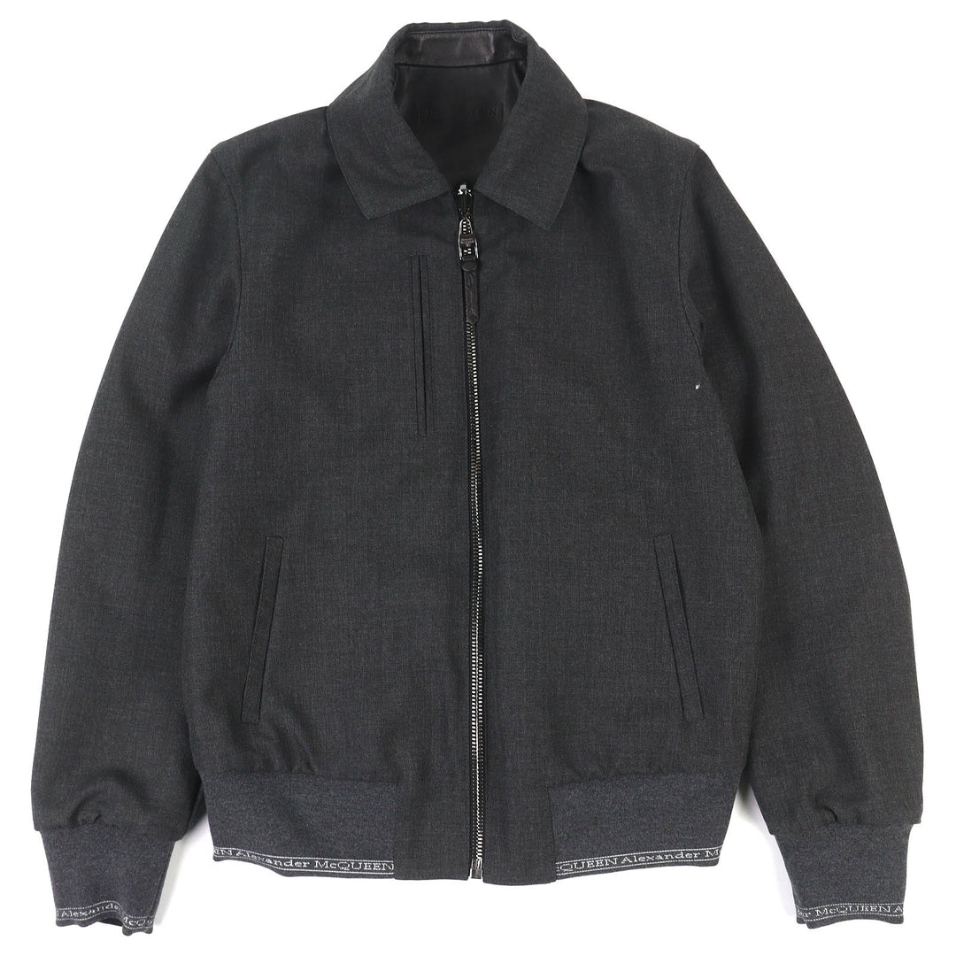 Excellent Alexander McQueen leather jacket Logo-embossed reversible 46 603442