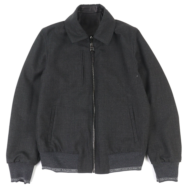 Excellent Alexander McQueen leather jacket Logo-embossed reversible 46 603442