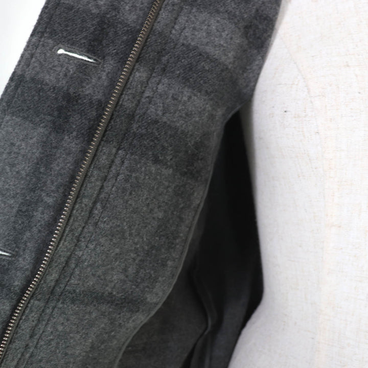 Excellent BURBERRY LONDON coat Check Pattern Belted Hooded Short gray wool 38