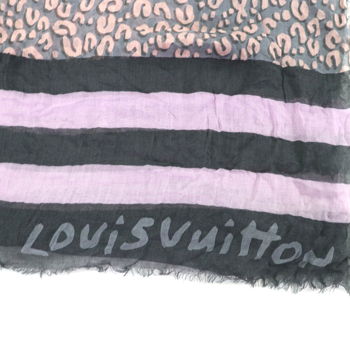 Great LOUIS VUITTON Stall Large Animal Border Pattern with Logo cashmere M75033