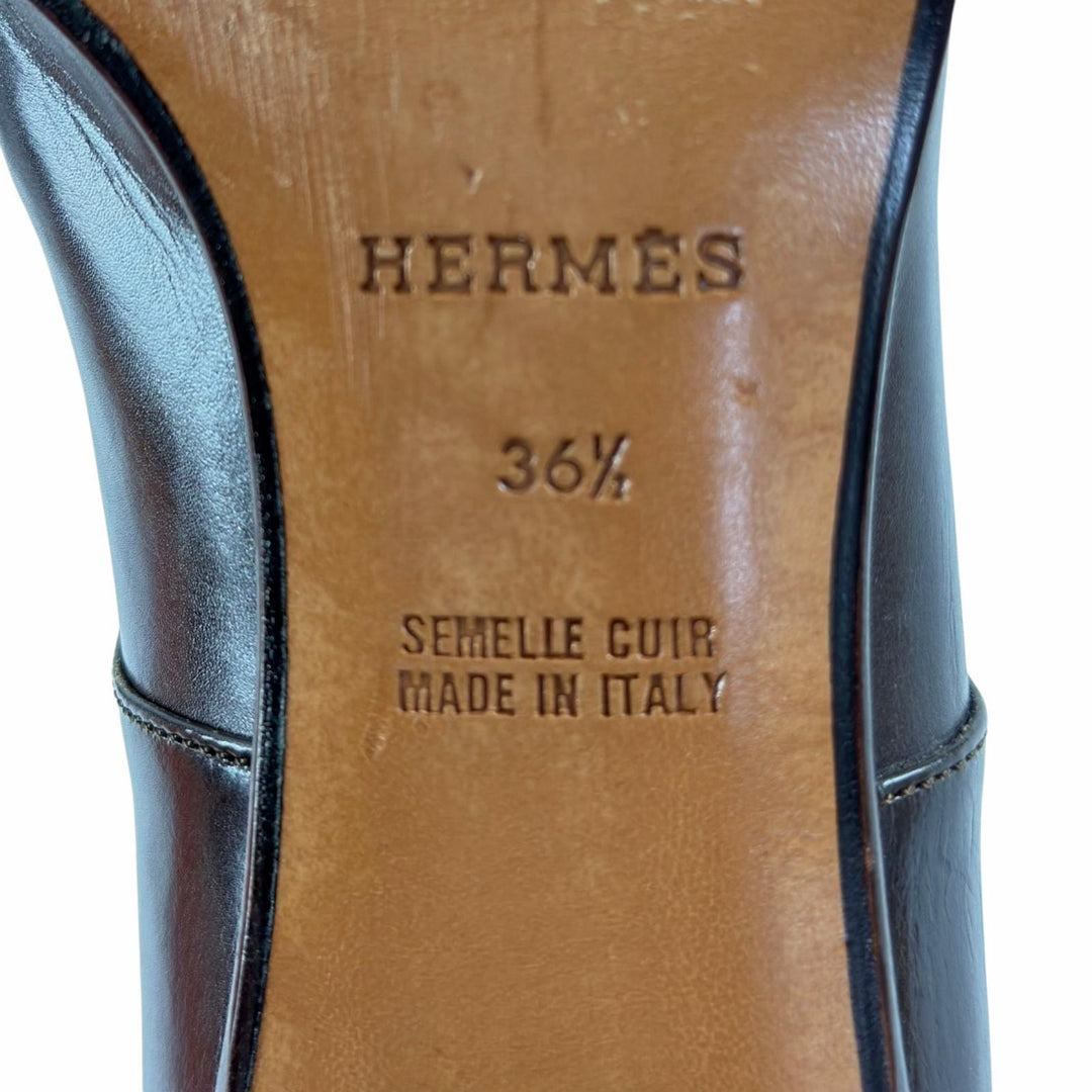 Discounted Excellent HERMES Leather shoes Dark brown leather Women 36.5