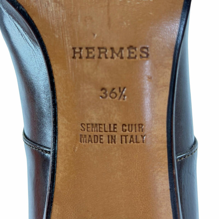 Discounted Excellent HERMES Leather shoes Dark brown leather Women 36.5