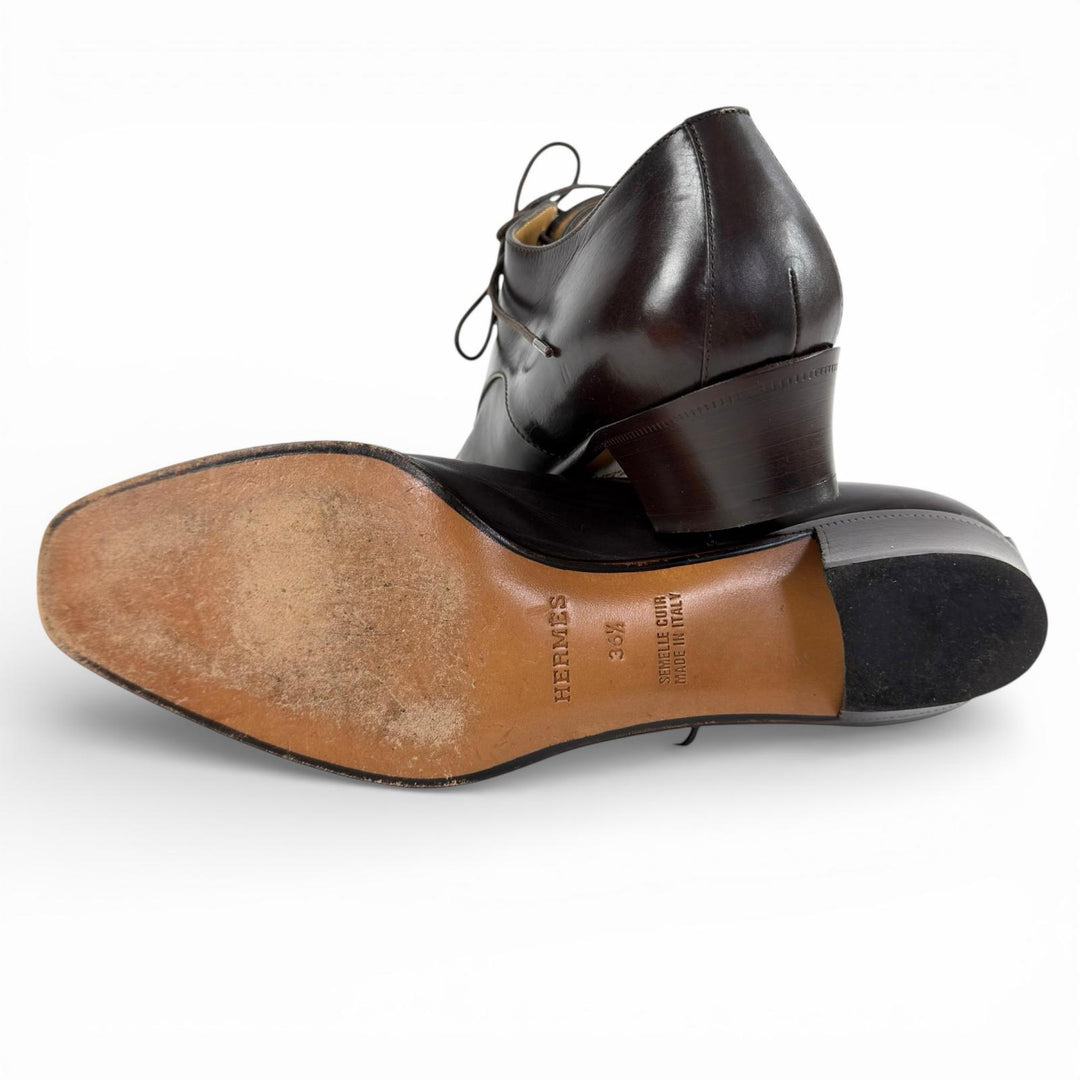 Discounted Excellent HERMES Leather shoes Dark brown leather Women 36.5