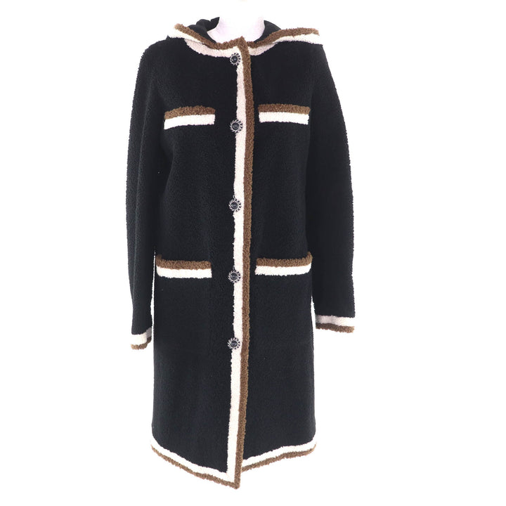 Excellent CHANEL Mouton coat black silk Women 34 P54568