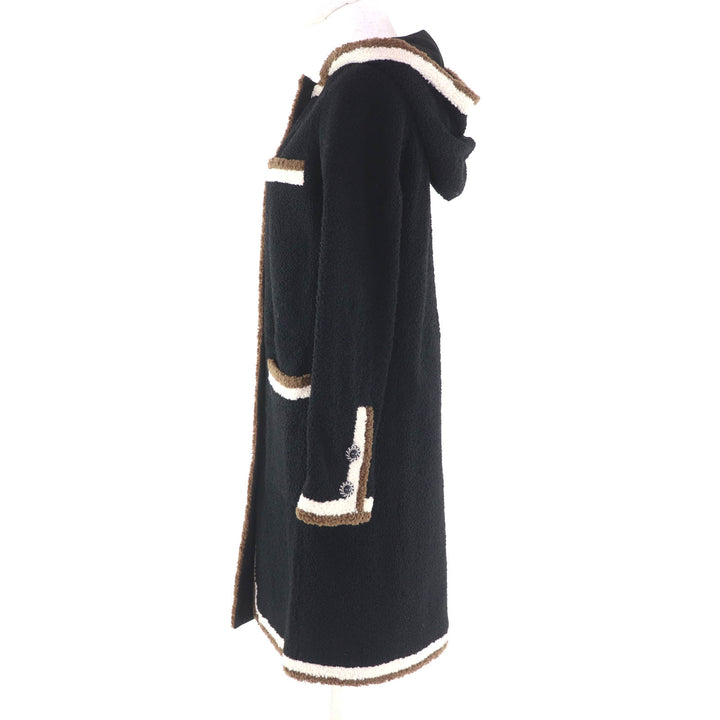 Excellent CHANEL Mouton coat black silk Women 34 P54568