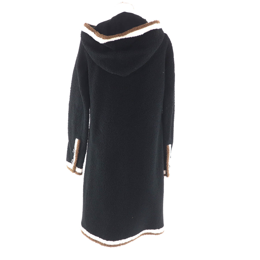Excellent CHANEL Mouton coat black silk Women 34 P54568