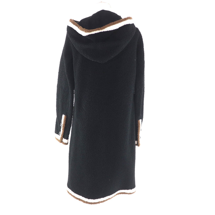 Excellent CHANEL Mouton coat black silk Women 34 P54568