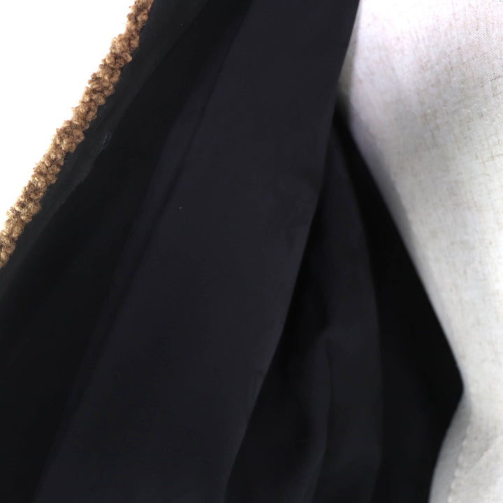 Excellent CHANEL Mouton coat black silk Women 34 P54568