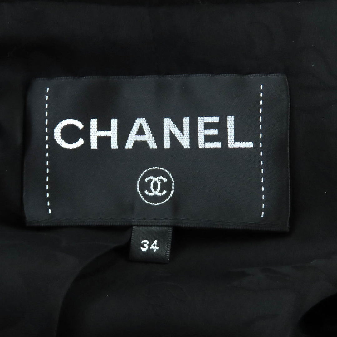 Excellent CHANEL Mouton coat black silk Women 34 P54568