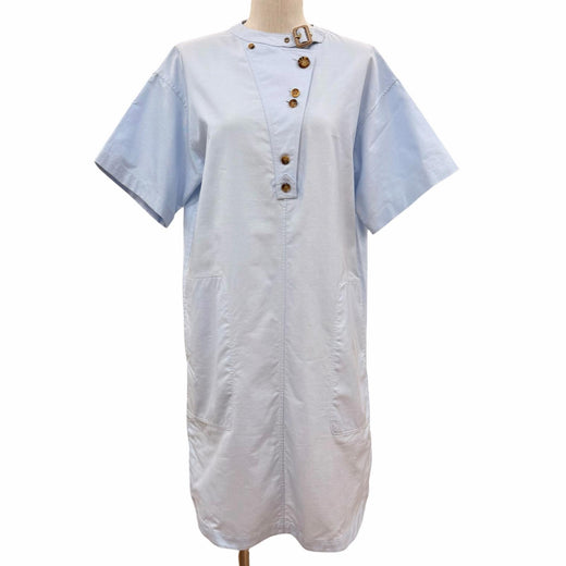 Excellent BURBERRY one piece Logo buttons, solid color, blue cotton Women 38
