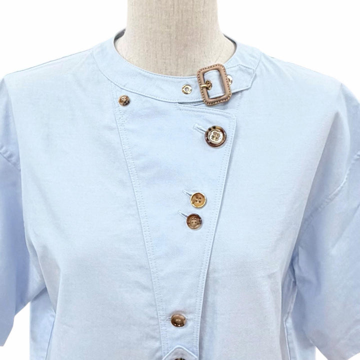 Excellent BURBERRY one piece Logo buttons, solid color, blue cotton Women 38