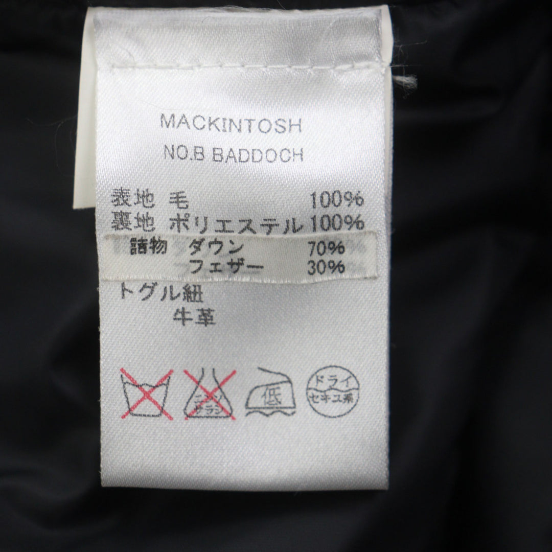 Great Mackintosh down coat black wool mens 46
