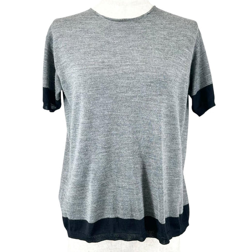 Excellent PRADA Short sleeve knit Back ribbon gray wool Women 38