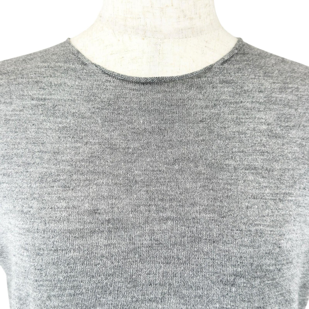 Excellent PRADA Short sleeve knit Back ribbon gray wool Women 38