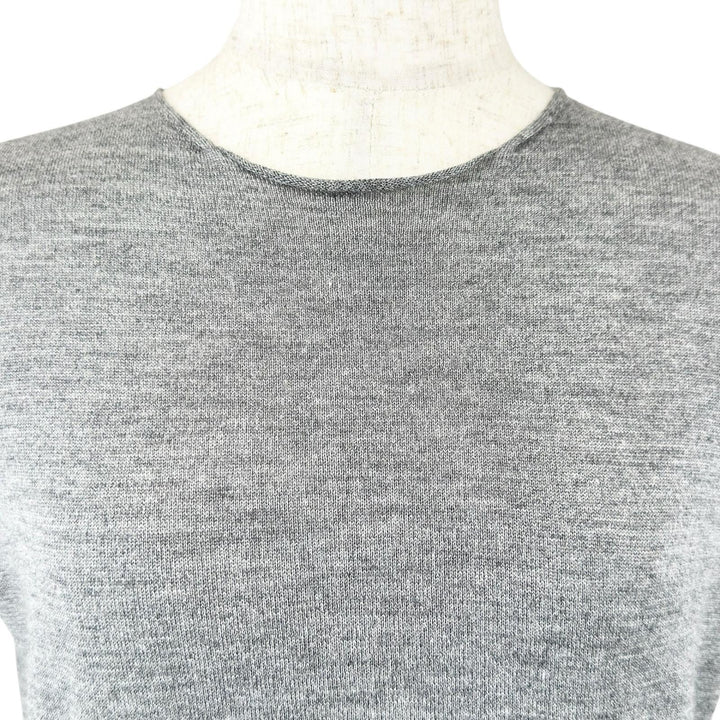 Excellent PRADA Short sleeve knit Back ribbon gray wool Women 38