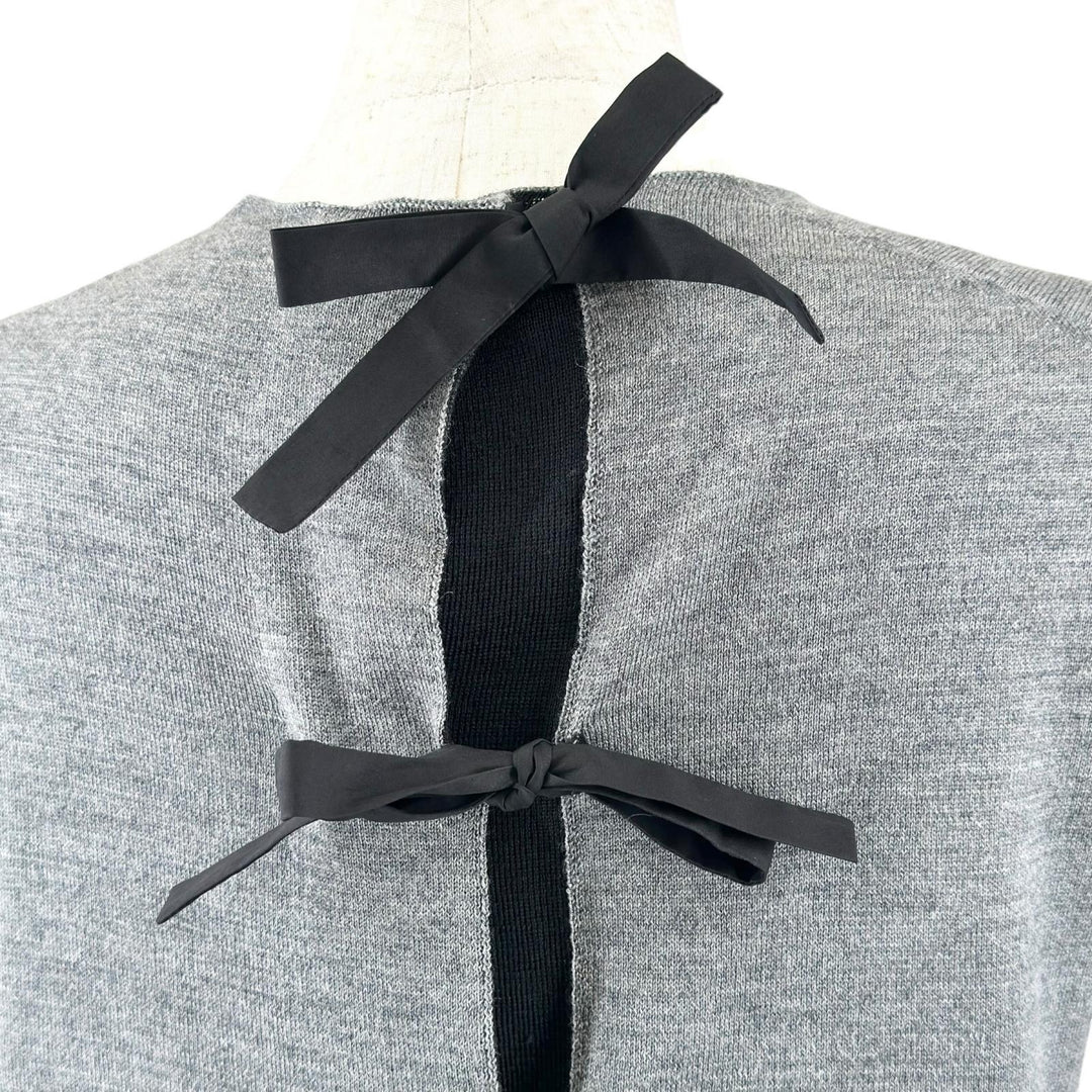 Excellent PRADA Short sleeve knit Back ribbon gray wool Women 38