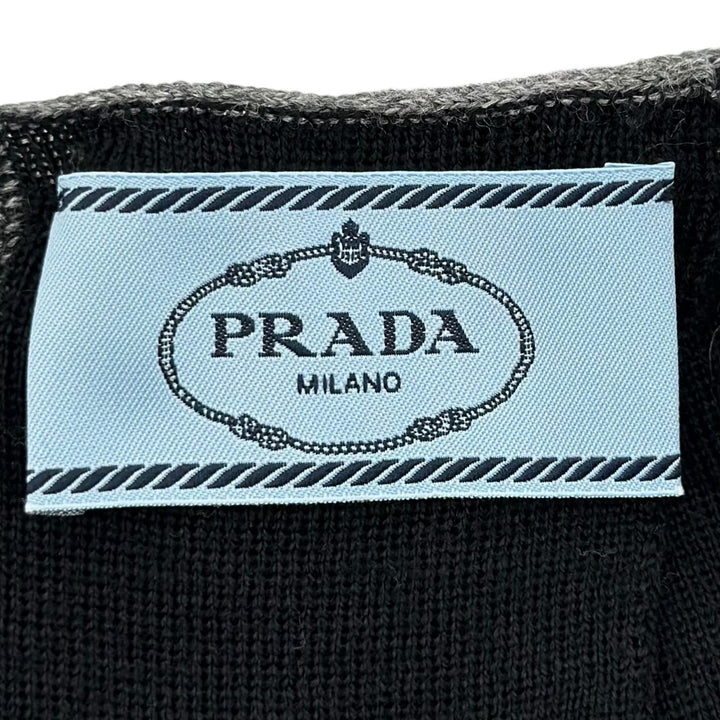 Excellent PRADA Short sleeve knit Back ribbon gray wool Women 38