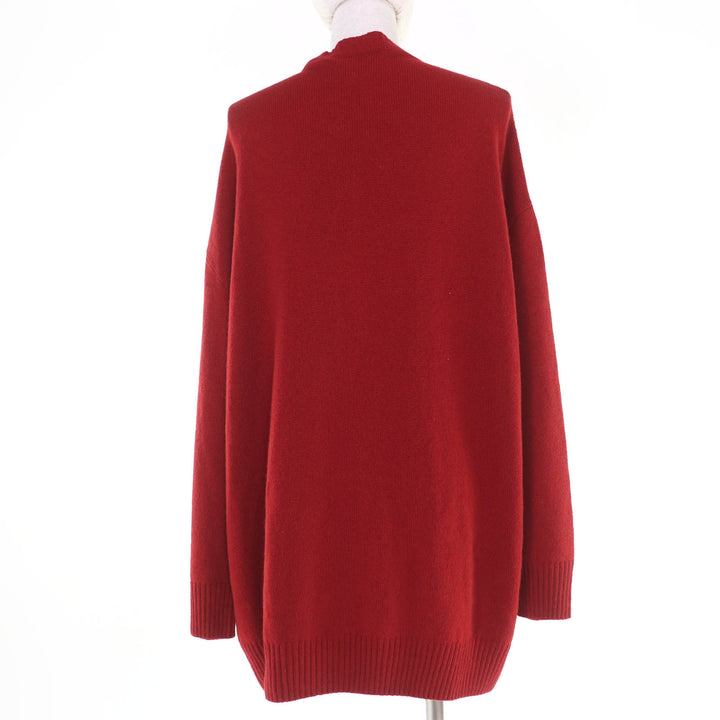 Pristine GUCCI cardigan Oversized Horsebit Metal Knit Red cashmere S 749064