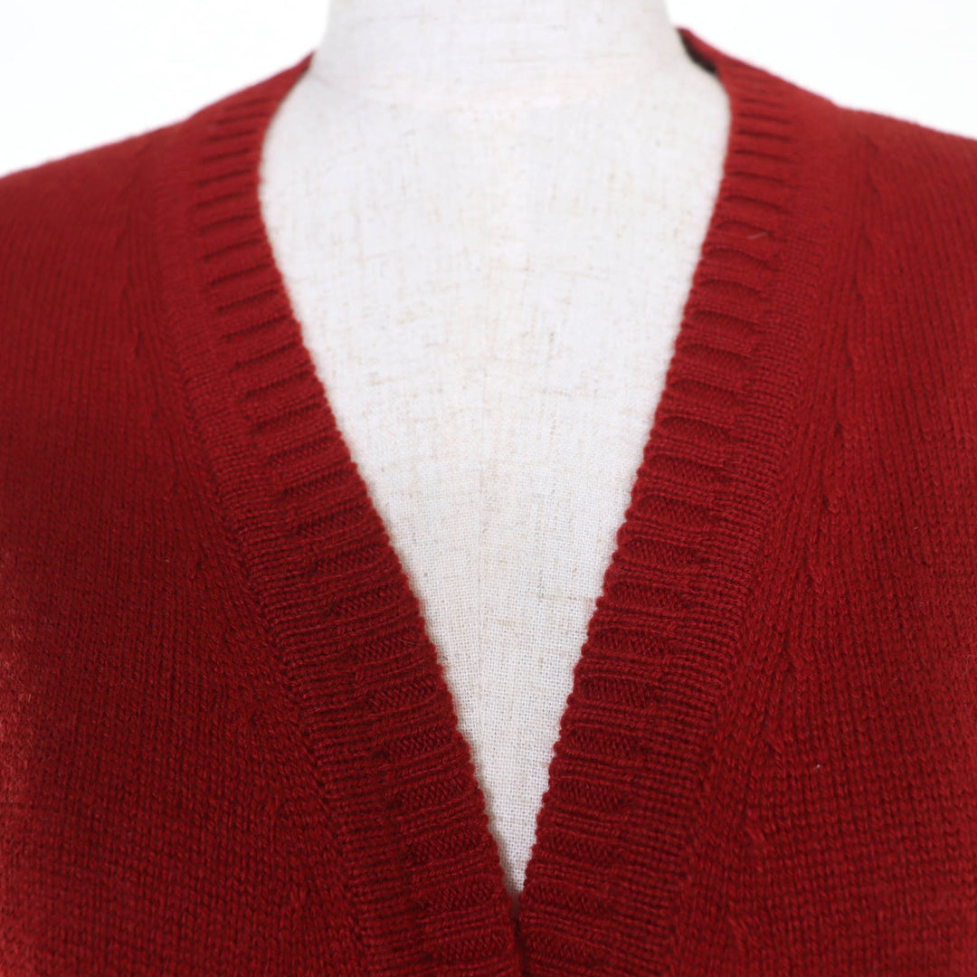 Pristine GUCCI cardigan Oversized Horsebit Metal Knit Red cashmere S 749064