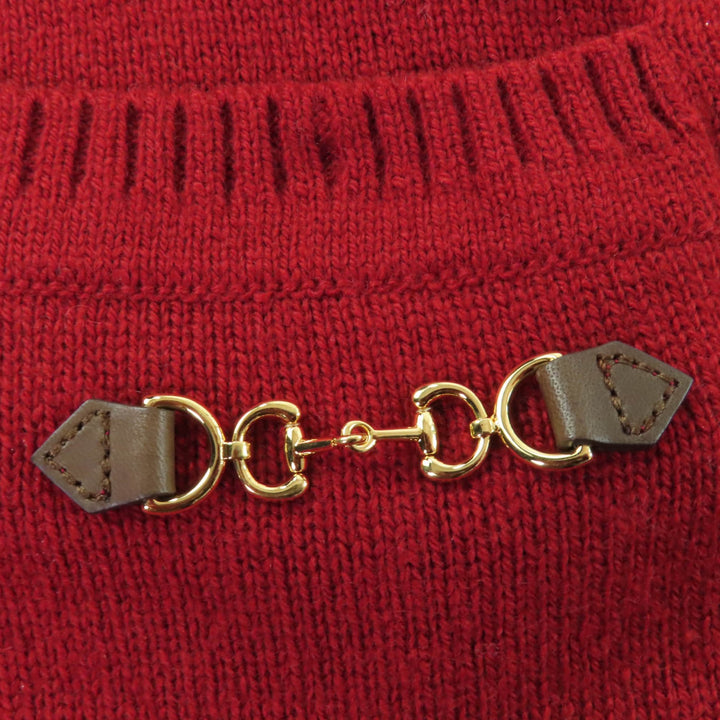 Pristine GUCCI cardigan Oversized Horsebit Metal Knit Red cashmere S 749064