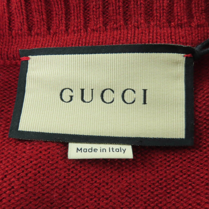 Pristine GUCCI cardigan Oversized Horsebit Metal Knit Red cashmere S 749064