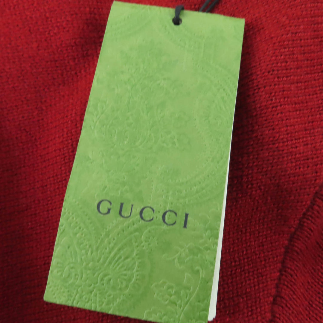 Pristine GUCCI cardigan Oversized Horsebit Metal Knit Red cashmere S 749064