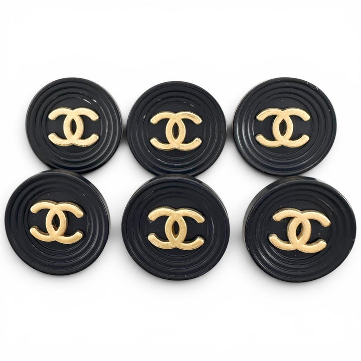 Great CHANEL button Round COCO Mark logo on the back, set of 6 Dark navy Women