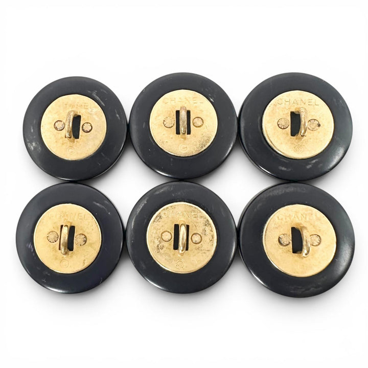 Great CHANEL button Round COCO Mark logo on the back, set of 6 Dark navy Women