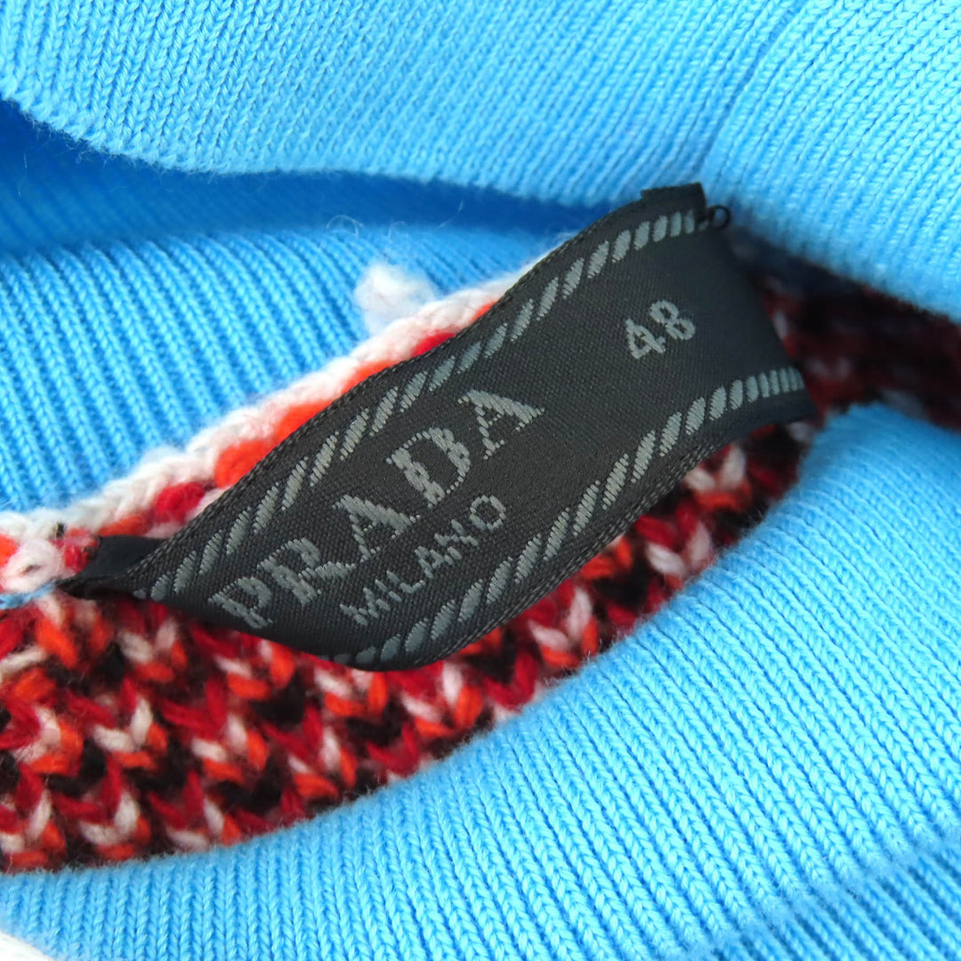 Excellent PRADA Mock neck all-over print high neck knit 48 UMR536 S222 1113