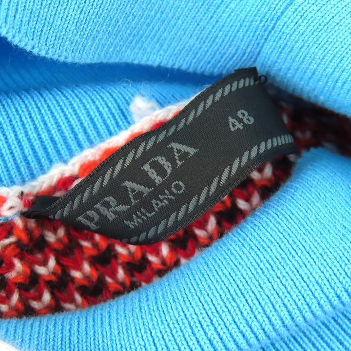 Excellent PRADA Mock neck all-over print high neck knit 48 UMR536 S222 1113