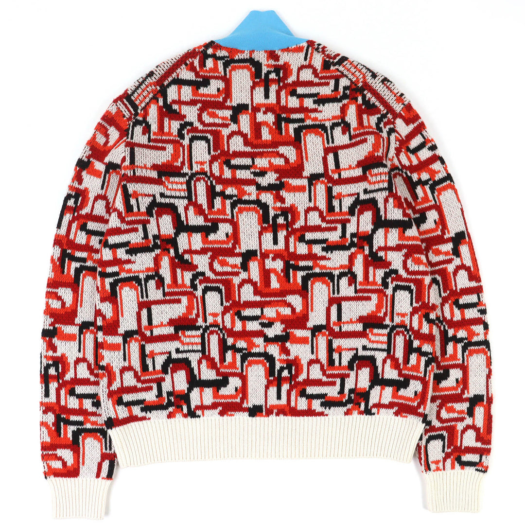 Excellent PRADA Mock neck all-over print high neck knit 48 UMR536 S222 1113