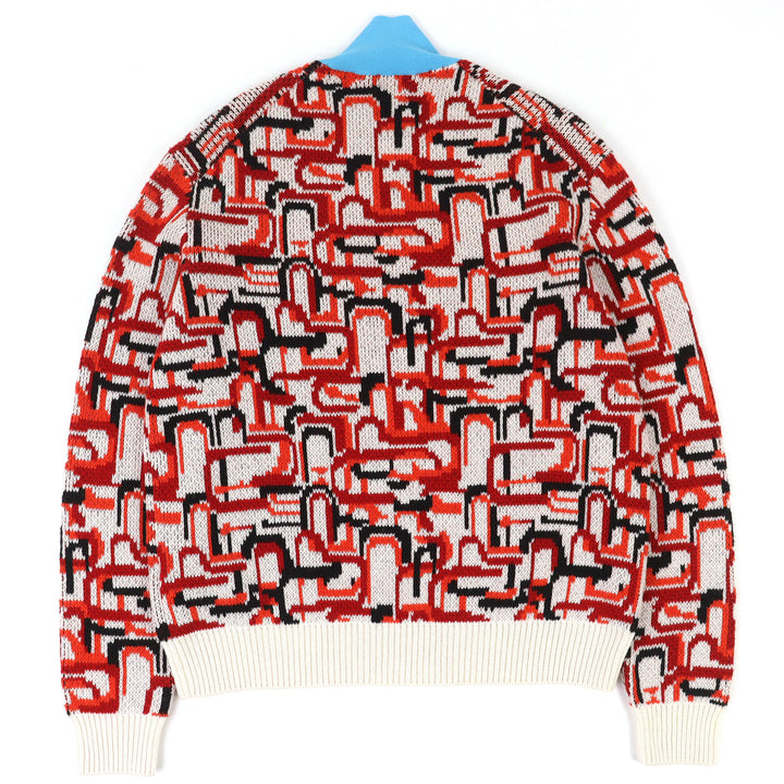 Excellent PRADA Mock neck all-over print high neck knit 48 UMR536 S222 1113