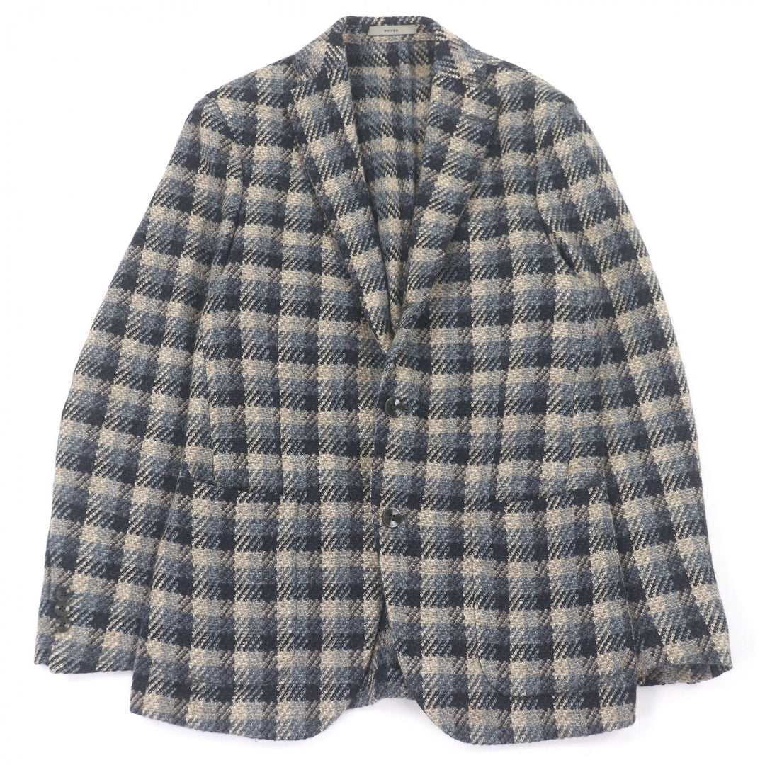 Excellent BOGLIOLI tailored jacket DOVER Check Pattern Navy wool mens 42