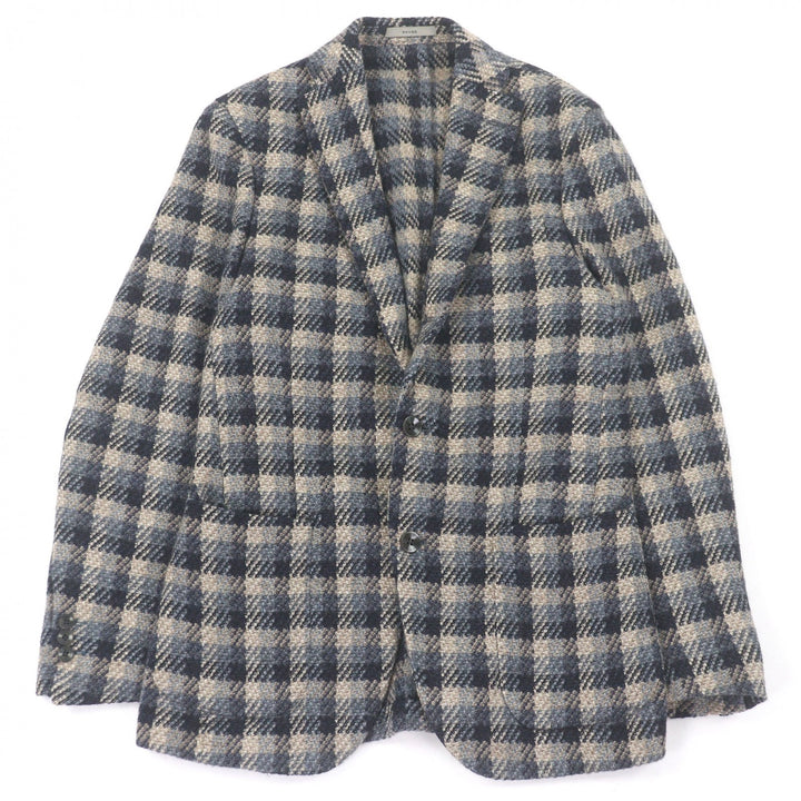 Excellent BOGLIOLI tailored jacket DOVER Check Pattern Navy wool mens 42
